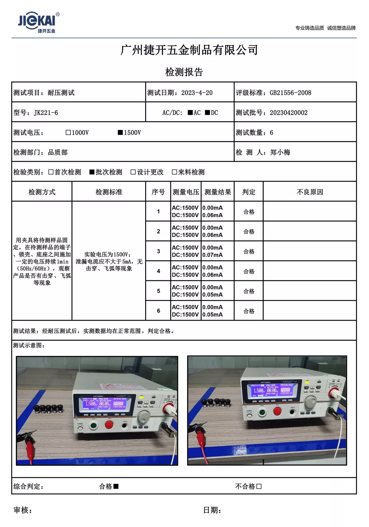 Pressure resistance test