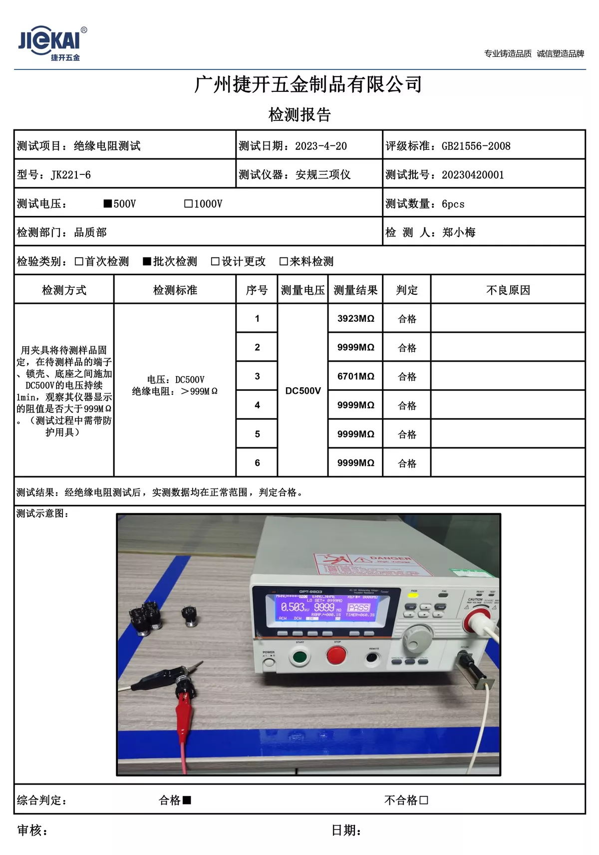 Insulation resistance test
