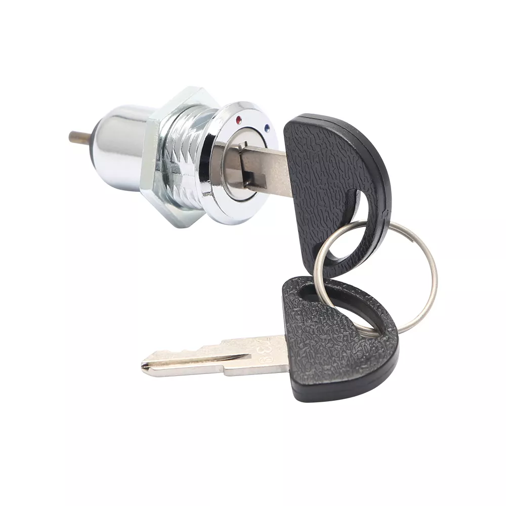 JK100, Key Lock Switch, 16mm Hole Size, Zinc Alloy, Flat Key
