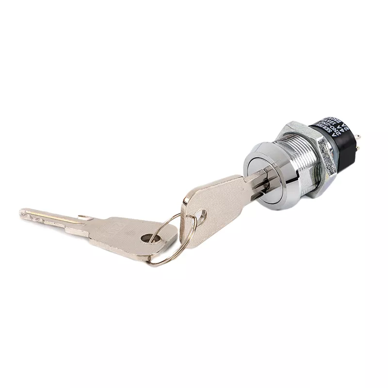 JK2801, Key Lock Switch, 19mm Hole Size, Zinc Alloy, Flat Key