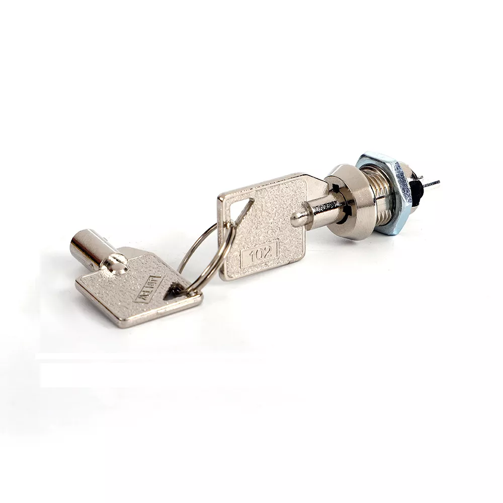 JK001, Key Lock Switch, 12mm Hole Size, Zinc Alloy, Tubular Key