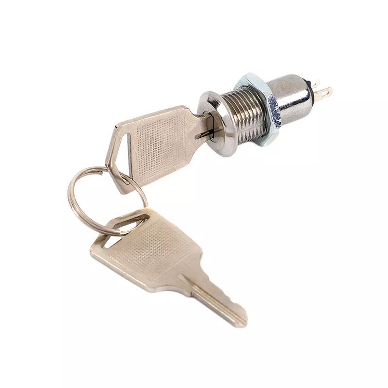 JK011, Key Lock Switch, 12mm Hole Size, Zinc Alloy, Flat Key