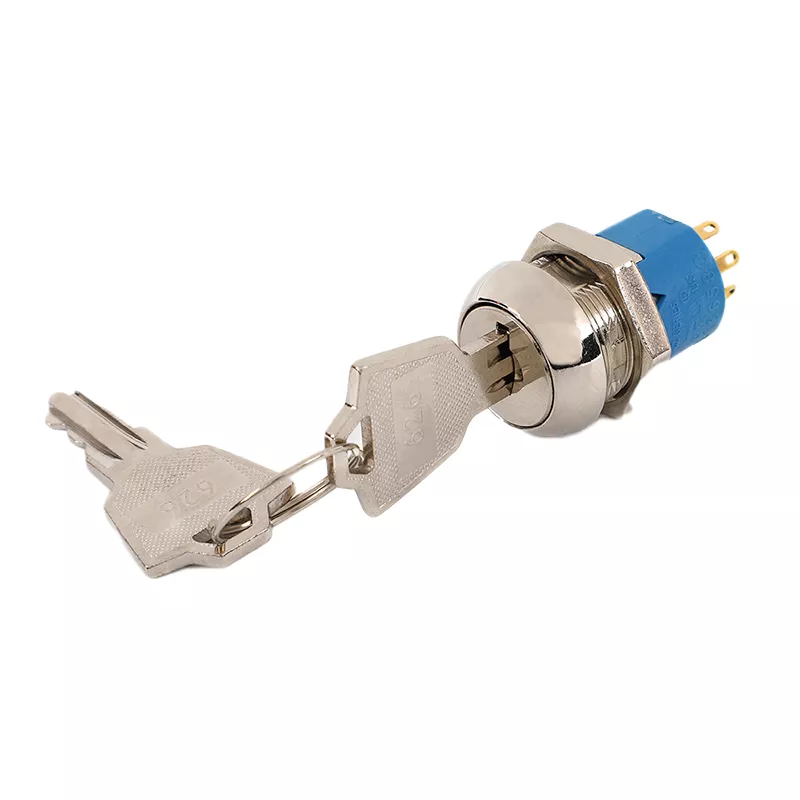JK216, Key Lock Switch, 19mm Hole Size, Zinc Alloy, Flat Key