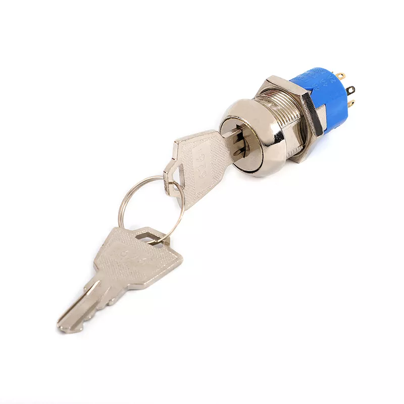 JK215, Key Lock Switch, 19mm Hole Size, Zinc Alloy, Flat Key